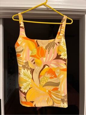 Zara Floral Tank Top in Orange, Yellow, Pink, Brown